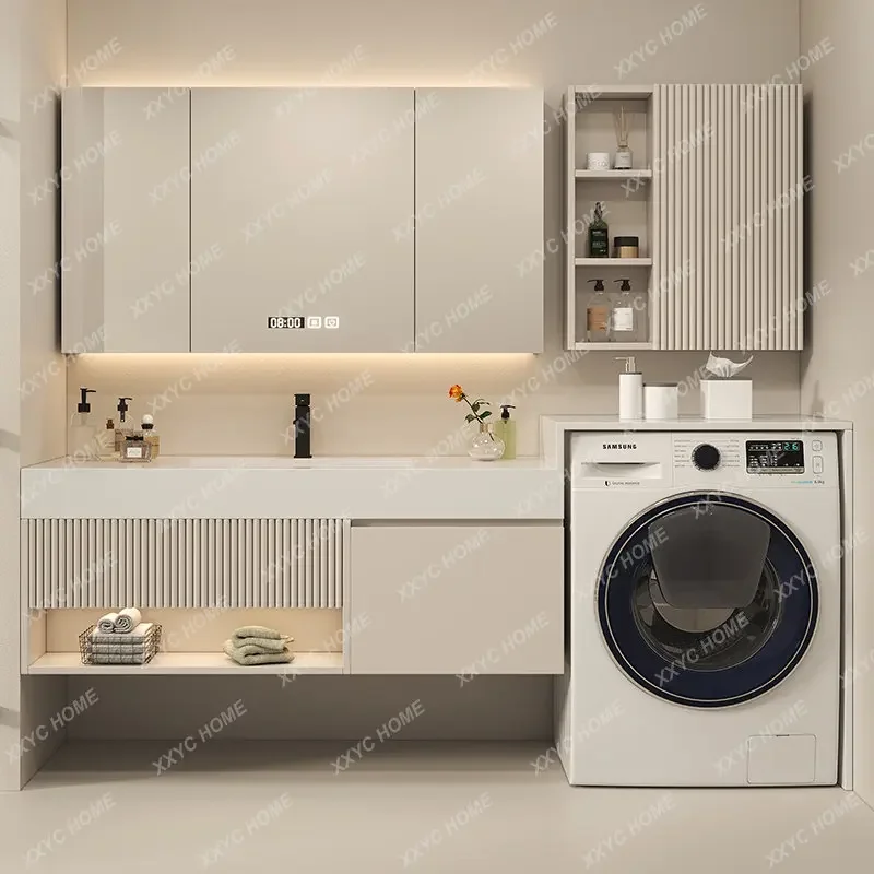 All-in-One Cabinet Combination Stone Plate Bathroom Cabinet Seamless Ceramic Basin Washstand