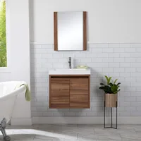 24 Inch Modern Floating Bathroom Vanity with White Single Sink Top, 2-Door Cabinet, Caramel Mist  24.5" W x 18.75" D x 22.25" H 2