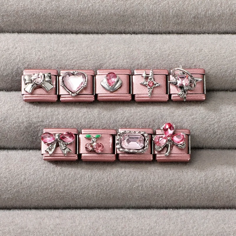 Pink Shell Bow Butterfly Heart Charm Links Bracelet Women DIY Making