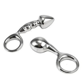 Stainless steel huge heavy small large size Metal anal beads butt plug with pull ring insert BDSM ass sex toy dildo gay couple 1