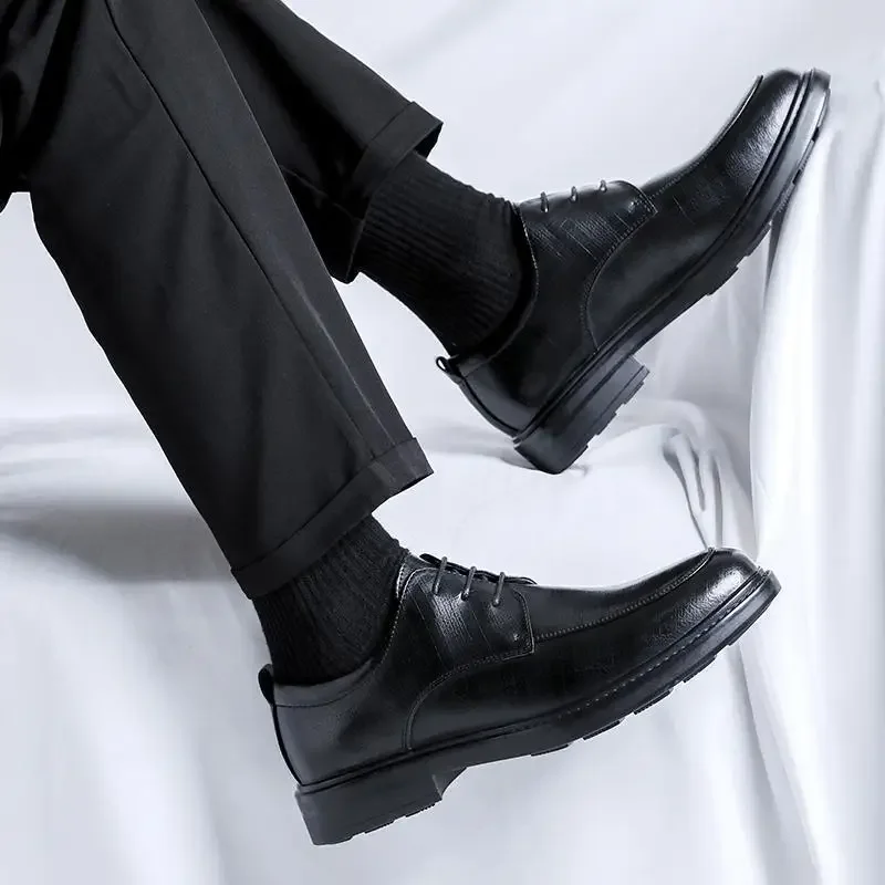 

Party Men's Shoes British Korean Youth Suit Vintage Black Business Formal Wear Casual round Toe Men