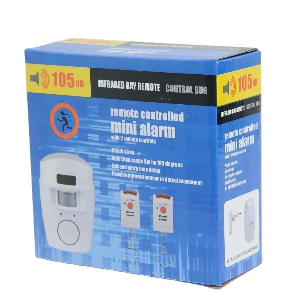 Security Alarm Smart Siren Alarm Wireless Alarm Motion Detector Wireless Remote Controlled Mini Alarm with IR Infrared Motion Sensor Detector & 105dB Loud Siren For Home Security Anti-Theft