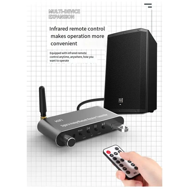 【판매 중】블루투스 5.1 수신기 송신기 오디오 컨버터 U-디스크 플레이 Coxial/Optical to 3.5MM AUX R/L DAC 컨버터 TV MP용