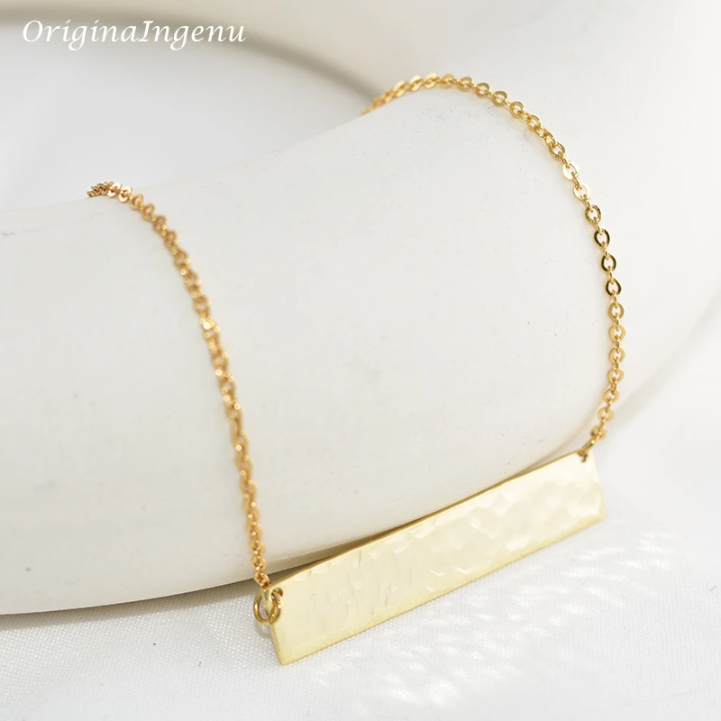 Long Bar Necklace Handmade 100% 925 Silver Jewelry  Gold Choker Pendants Collier Femme Kolye Collares Necklace for Women