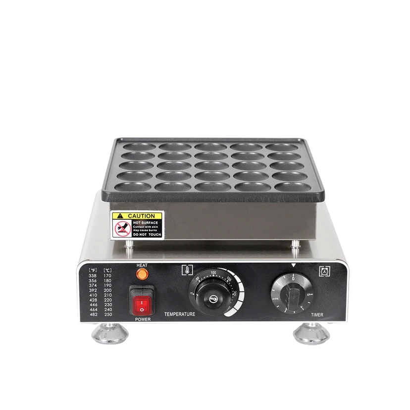 Commercial Use Non-stick Stainless Steel Mini Pancake Machine 25 Holes Muffin Cake Maker Dorayaki Poffertjes Waffle Equipment