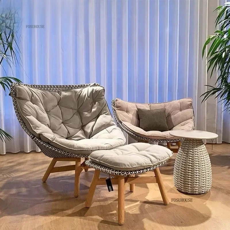 Light Luxury Teak Garden Chairs for Villa Solid Wood Back Lazy Sun Lounger Nordic High-end Designer Garden Furniture for Hotel