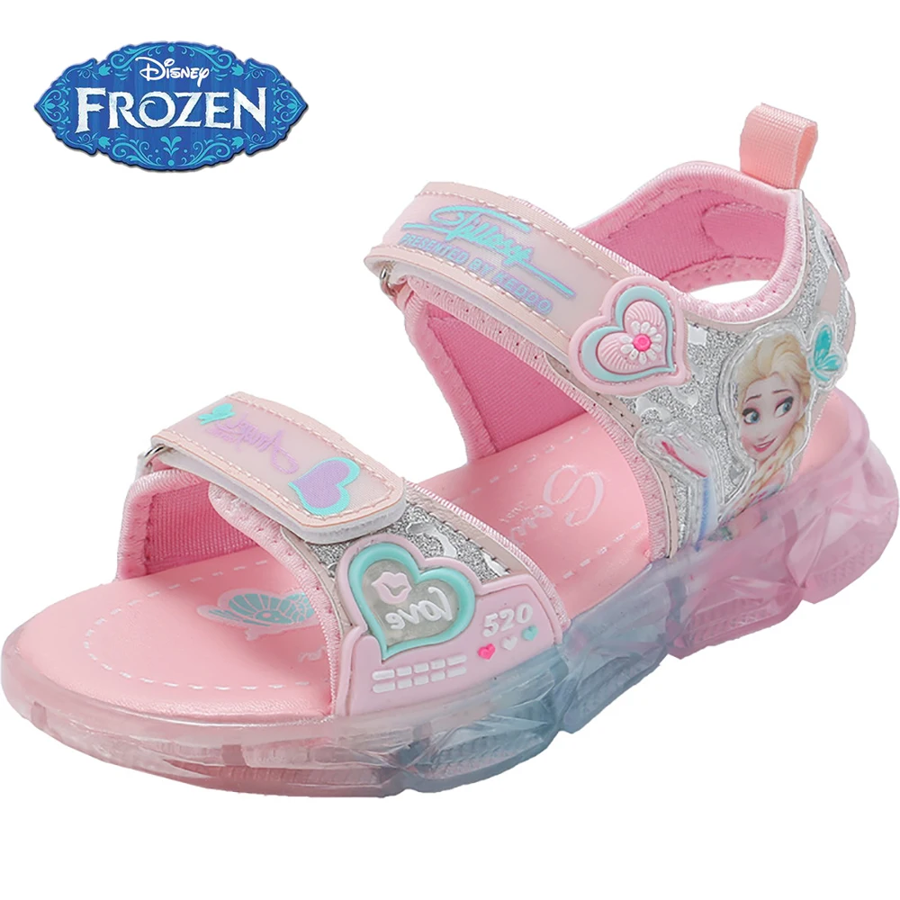 Disney Designer Kids Casual Sandals For Summer Girls Lovely Frozen Elsa Princess Flat Shoes Children