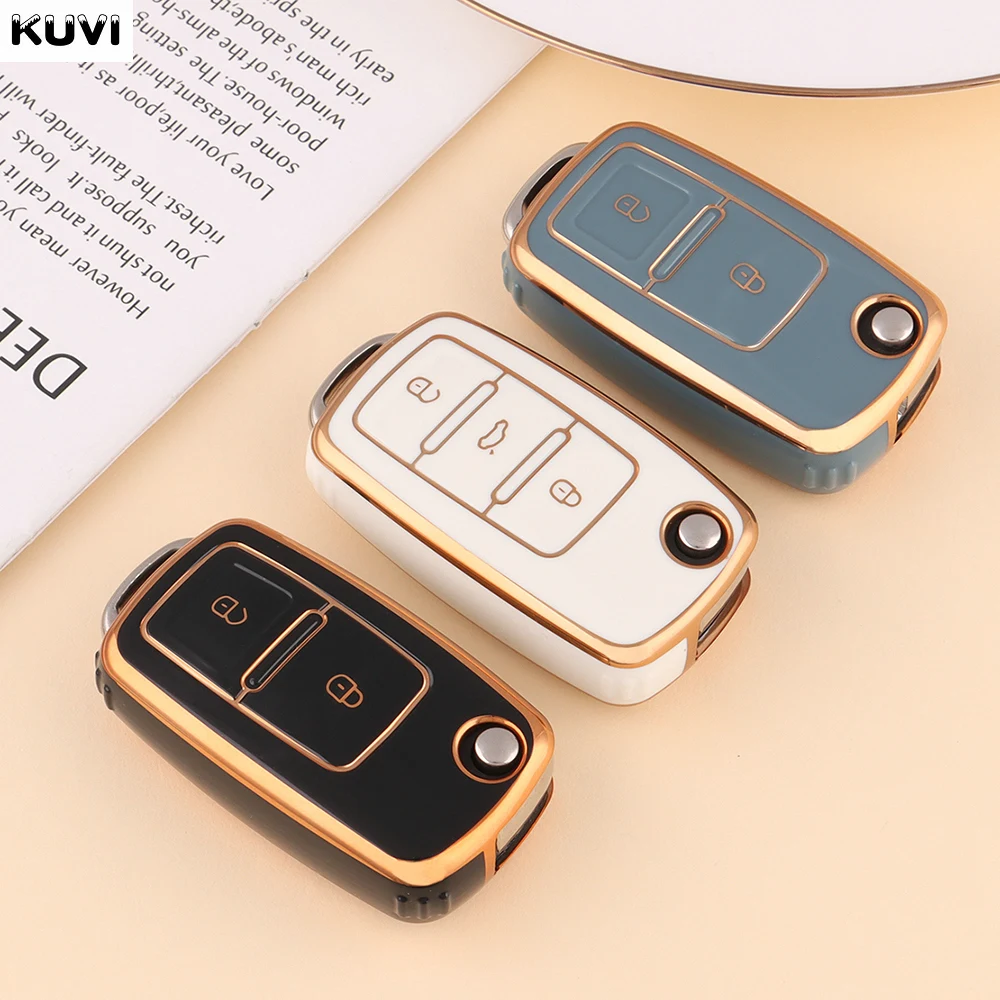 TPU 자동차 키 케이스 커버 쉘 포브, 폭스바겐 MK4 보라 골프 4 5 6 제타 파사트 폴로 보라 투란 스코다 시트용, 2 버튼, 3 버튼