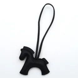 Elegant PU Leather Horse Keychain Accessory (Black)
