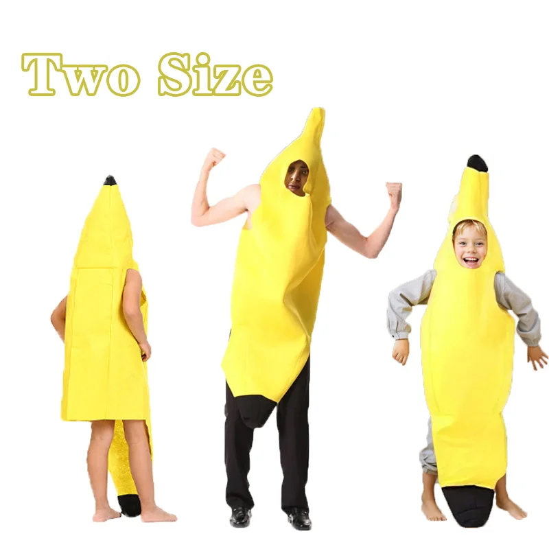 Adult Unisex Funny Banana Suit Yellow Costume Light Halloween Fruit Fancy Party Festival Dance Dress Costume