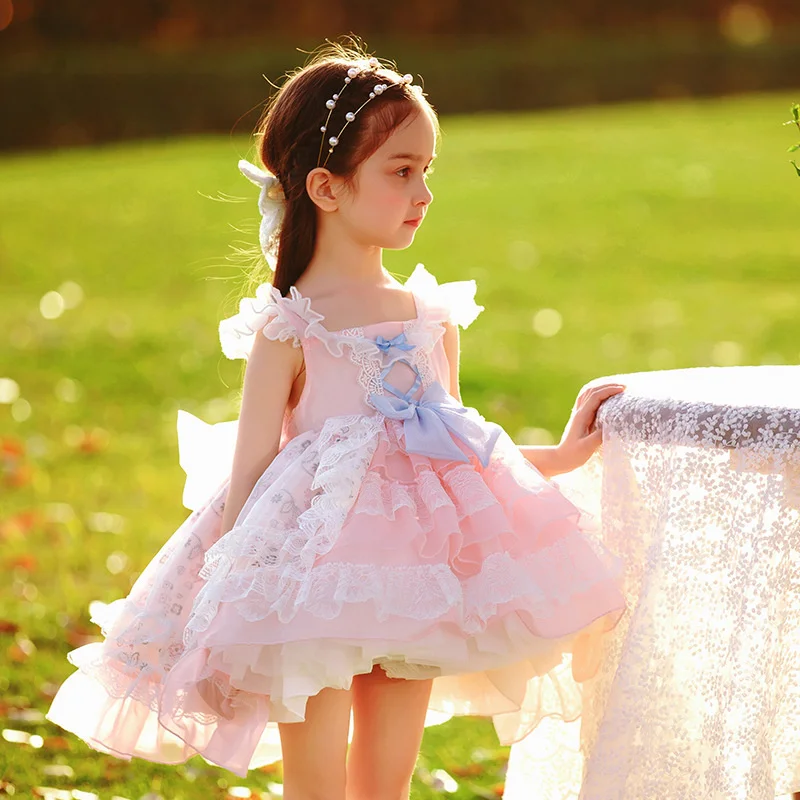 Summer New Girls Sleeveless Vest Chiffon Skirt Girls Lolita Princess Skirt Swallow Tail