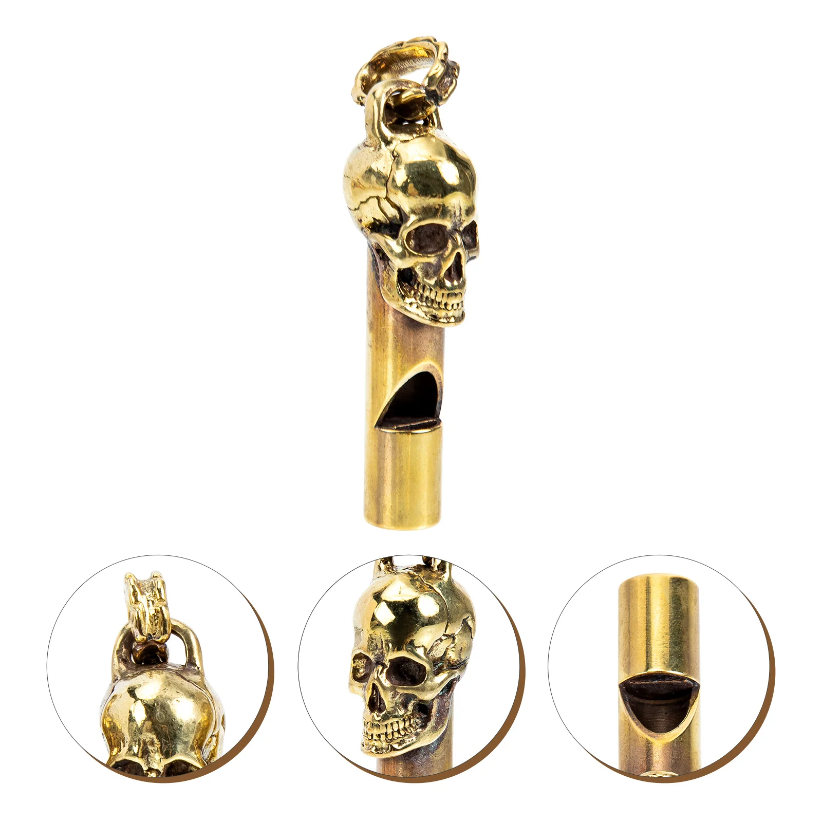 Skull Head Whistle Copper Material Survival Camping Hiking Accessories Signal Spooky Themed Emergency Rescue 6Pcs