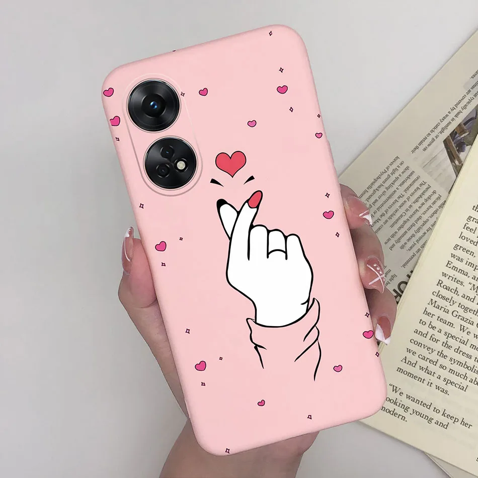 Fashionable Heart & Flower Cat Design Silicone Shockproof Phone Case - Frosted Back Cover