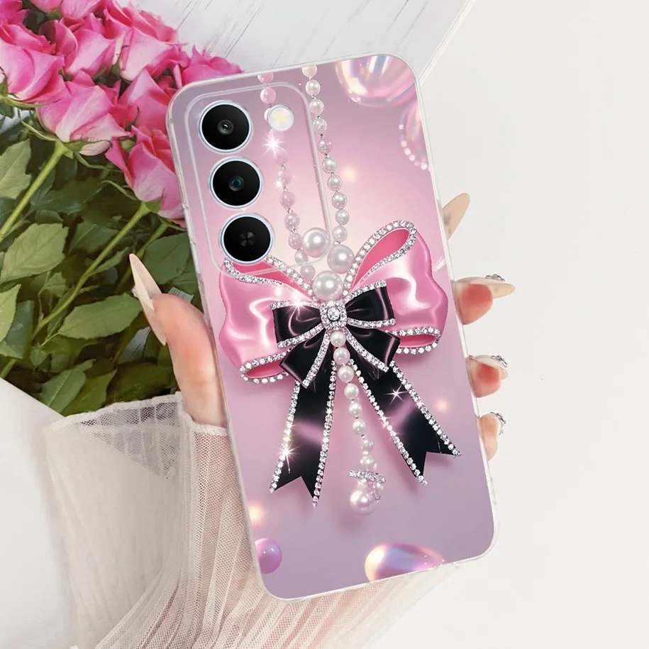 Floral Bow Bumper Soft Silicone Clear Phone Case Cover