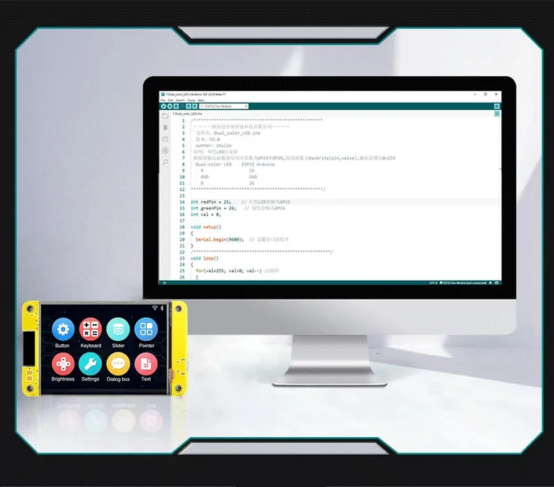 ESP32 geliştirme kartı TFT ekran ön görünümü