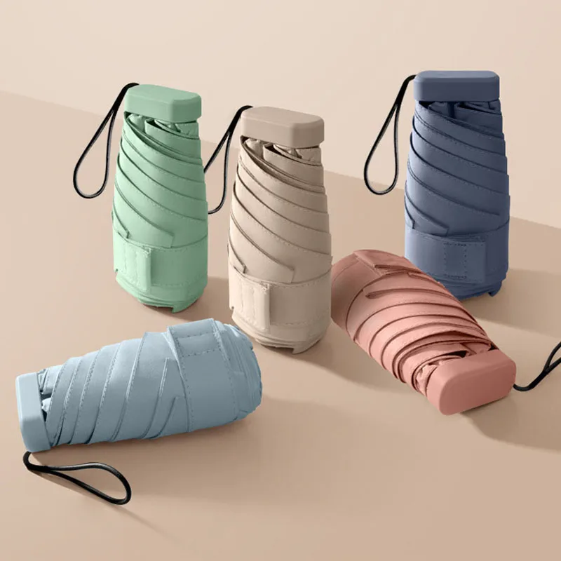 Mini umbrella capsule Rain and Sun protection Outdoor travel portable sunshade umbrella with storage box