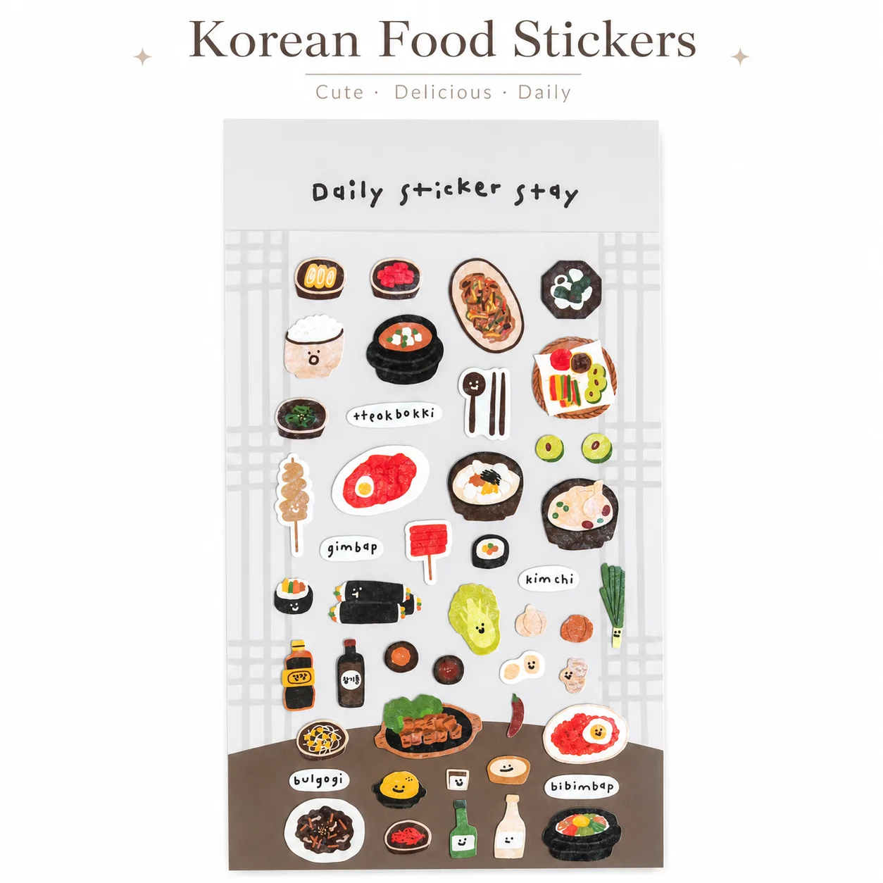 BONITO 한국 요리 비빔밥 종이 스티커 스크랩북 Diy 저널링 일기 장식 문구 스티커 학교 선물