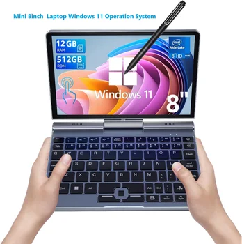 Mini laptop da 8 pollici Windows 11 Micro notebook touch screen portatile N150 12 GB + 1 TB IPS Netbook Win 11 Pro Mini PC Micro Co