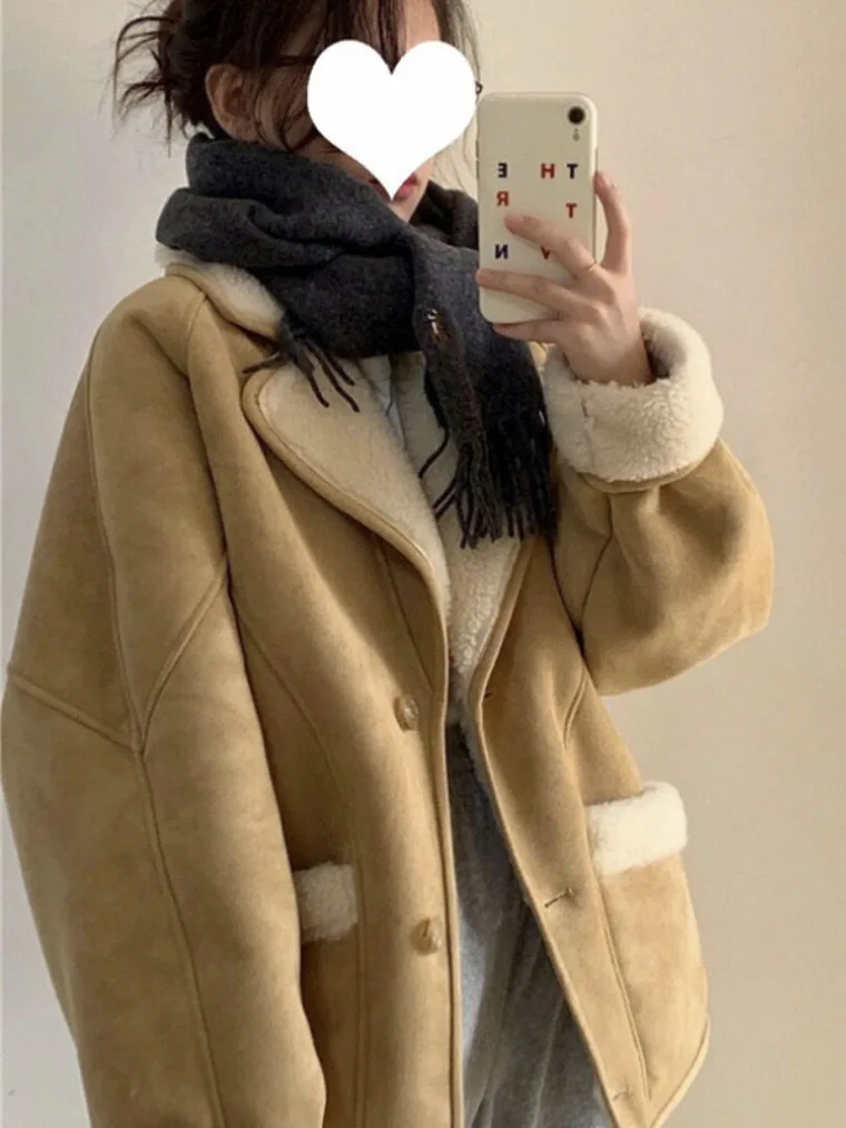 

Autumn Winter Warm New In Coats Women's Stylish Jackets Fur Integrated Motorcycle Jackets Thickened Lamb Wool Quilted Short Coat