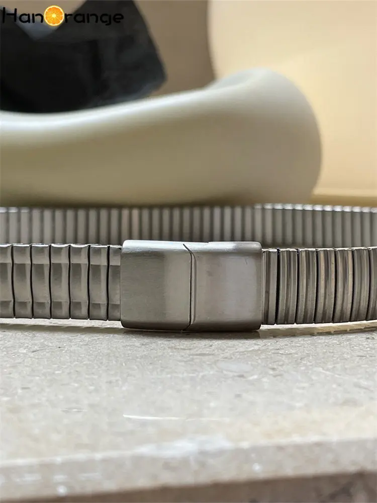 HanOrange 2024 Spring Summer Vintage 62cm Metal Belt Women Stainless Steel Minimalist Decorative Belt Female Silver