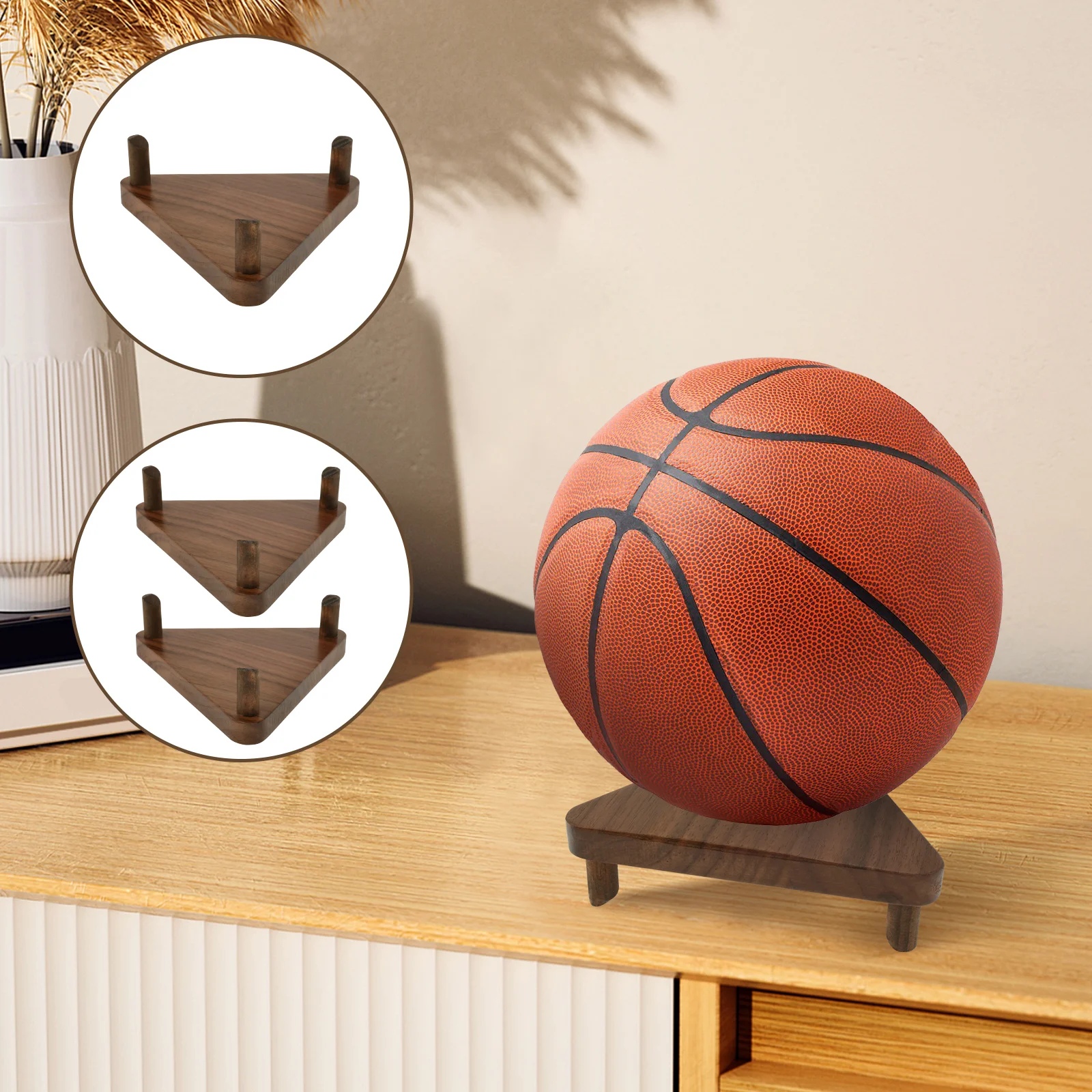 Walnut Wood Ball Stand Multifunctional Display Accessories Basketball ...