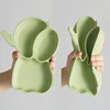 1PCS Baby Silicone Dining Dishes Plate Kids Feeding Plate Sucker Cartoon Elephant Children Dishes Toddler Training Tableware 4