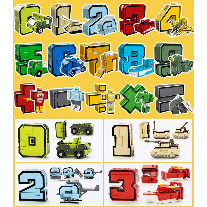 DIY Creative Building Blocks Educational Toys Assembling Action Figure Transformation Number Robot Deformation Robot Toy for Kid building blocks toys