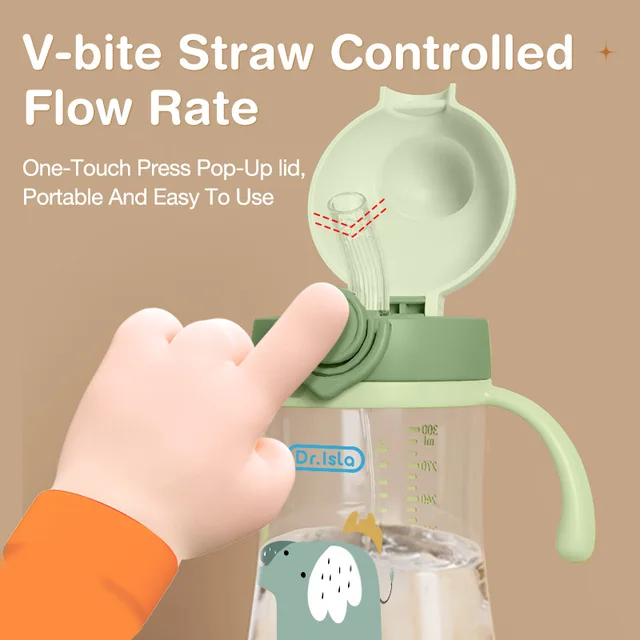 Portable Baby Water Bottles 300ml Baby Feeding Cup With Straw Children Learn Feeding Drinking Bottle Kids Training Cups BPA Free 2