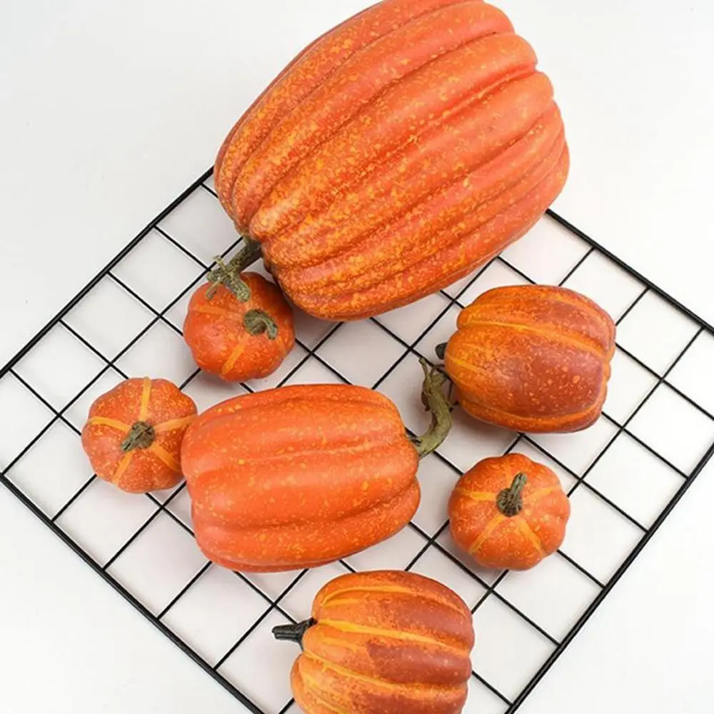 Artificial Pumpkin Decoration 7PCS Artificial Assorted Pumpkins Mini Fake DIY Pumpkin Autumn Decorations for Home