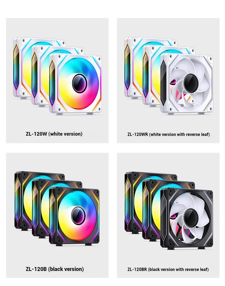 ZL-120 3 IN 1 ARGB PC Case Fan 120mm 4PIN PWM Temperature Control 3PIN ARGB CPU