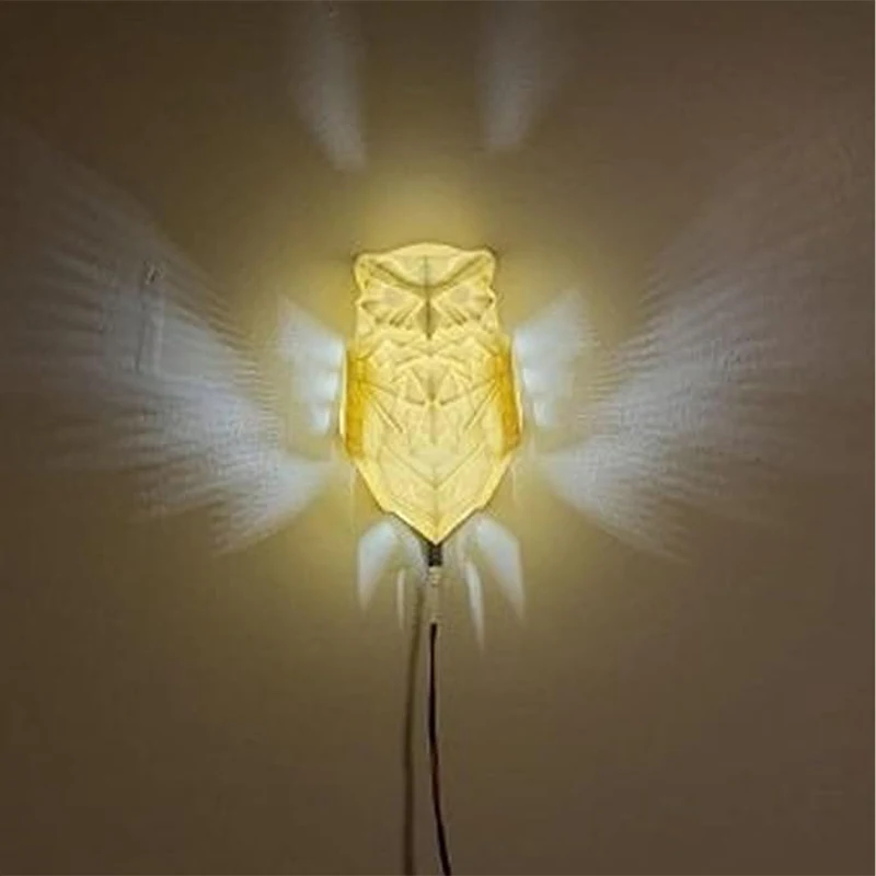 Lampada Da Parete 3D LED A Forma Di Gufo/Aquila – Alimentata A Batteria – Calda E Senza Fili