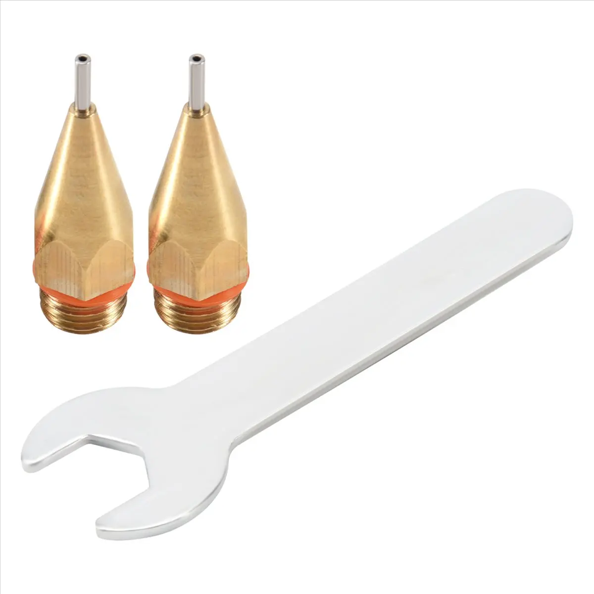 (WSFS) 2Pcs 1Mm 조리개 직경 핫멜트 접착제 노즐 1.0X40Mm 노즐 렌치가 있는 구리 노즐 교체 가능한 노즐 부품