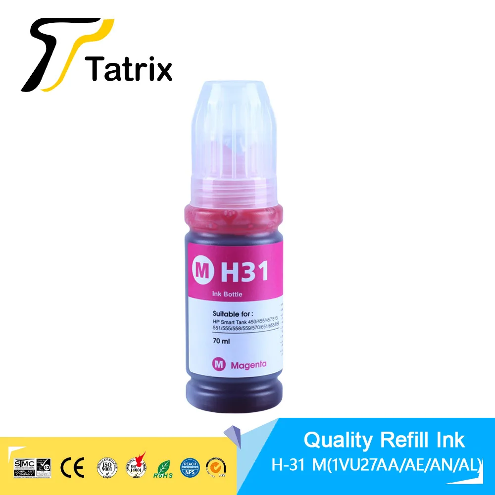 Tatrix Refill Dye Ink Kit For HP 32XL HP 31 For mart Tank 5105/6001/6005/6006/7001Smart Tank 670/675/720/725/750/755/790/795