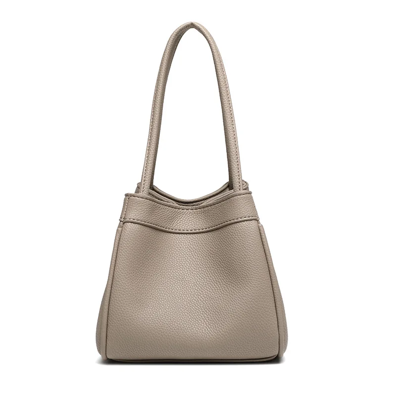 2024 Casual Soft Leather Small Square Bucket Bag Armpit Handbag