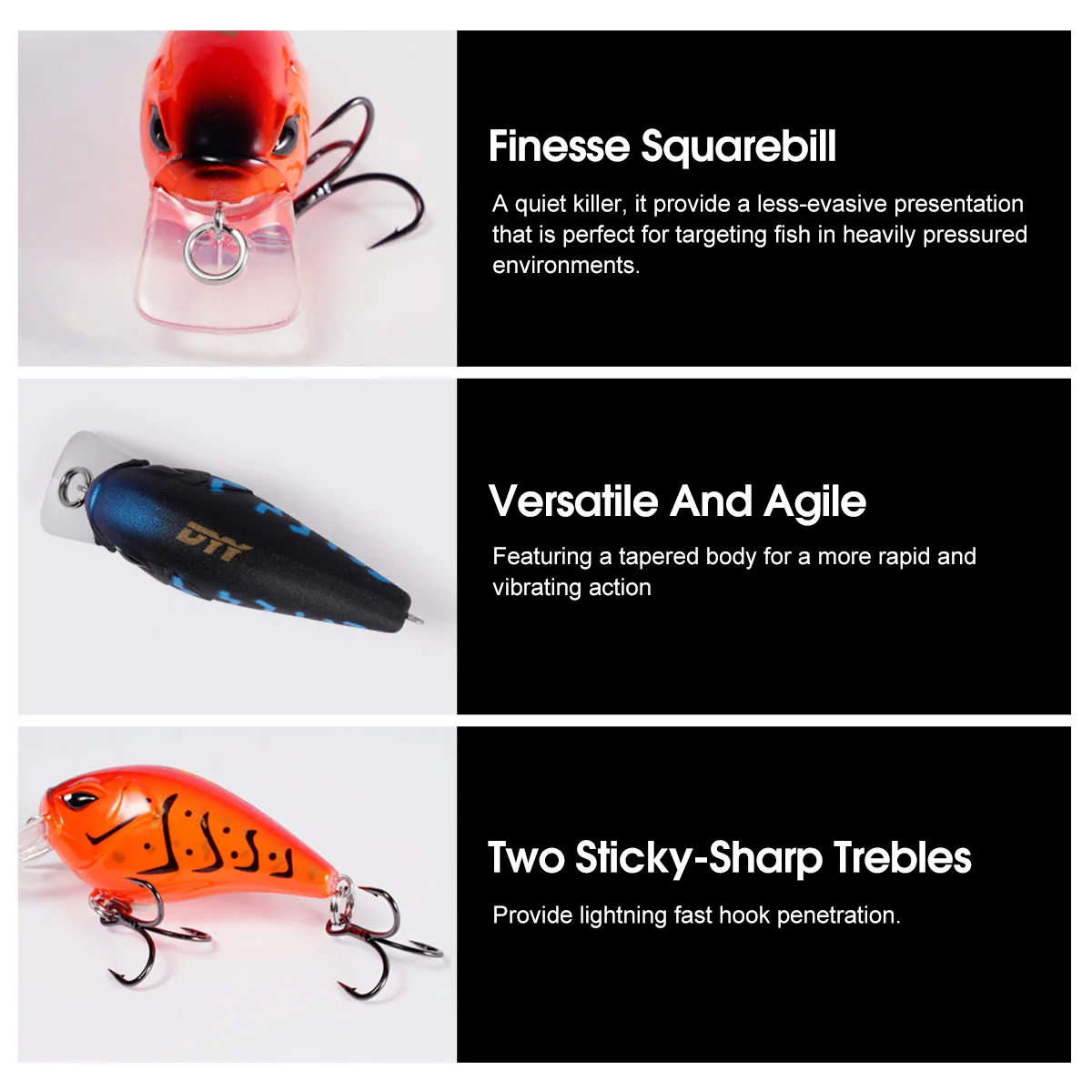 DYY Squarebill Crankbaits 50mm 6g 미노우 낚시 미끼 Wobblers 청어 파이크 송어 배스 낚시 미끼 용 인공 하드 미끼