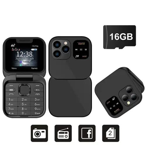 SERVO i16 Pro 4G LTE Mini Flip Mobile Phone Dual SIM Standby Call Recording Speed Dial FM Radio Blacklist Small Fold Cellphones - Image 13