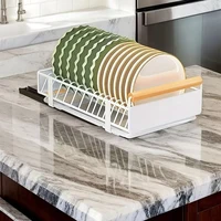 Égouttoir à vaisselle coulissant encastrable pour armoire, support à bols et assiettes en acier au carbone, égouttoir de cuisine coulissant 2