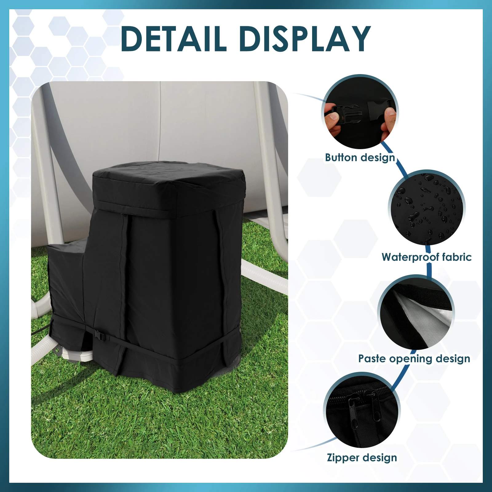 Pool Pump Cover Waterproof Silver Lining Lid Practical Pool Pump Cover Tightly Strapped For 4-16inch Filter