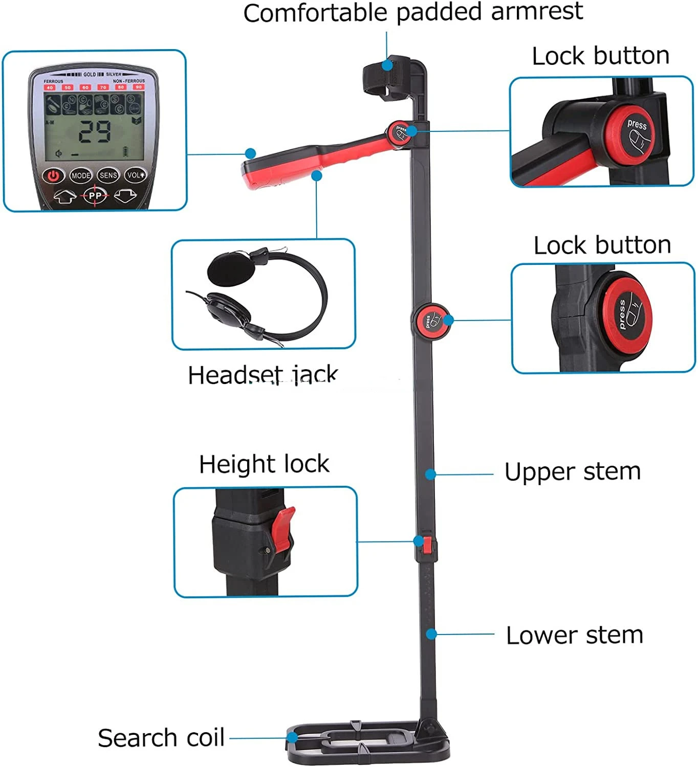 Underground Foldable Metal Detector TX610 Adventure Treasure Hunting Equipment Archeology Pinpointing Gold Desert Detection 4
