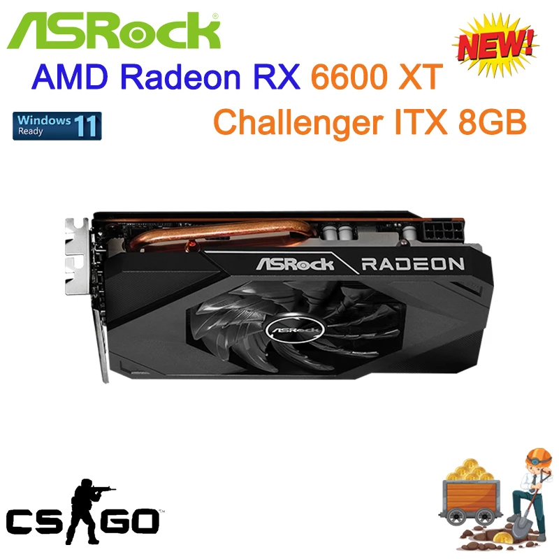 NEW ASROCK AMD Radeon RX 6600 XT Challenger ITX 8GB GDDR6 128Bit 7nm 6600XT  Video Cards GPU Graphic Card DeskTop CPU Motherboard