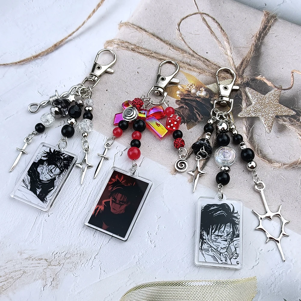 Anime Choso Schlüsselanhänger Spirale Stern Kreuz Perlen Schlüsselanhänger Charms Ästhetische Handtasche Anhänger Schlüsselanhänger Weihnachten Cosplay Geschenk