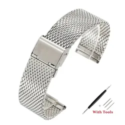 Premium Stainless Steel Milanese Mesh Watch Strap with Adjustment Tool - 18mm (Silver)