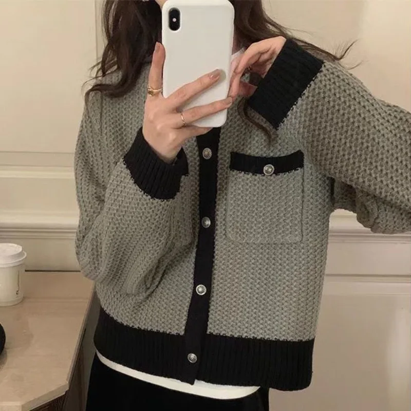 

Knitted Cardigan Temperamen Sweater Women's Soft Tops 2024 New Korean Version Coat Spring Base Shirt Small Fragrant Wind Jacket