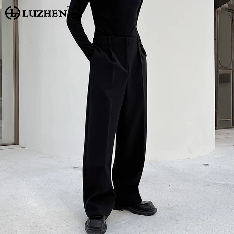 

LUZHEN Niche Design Straight Casual Pants Men's Fashion Elegant Loose High Quality Solid Color Trousers 2024 Trendy New Af0234