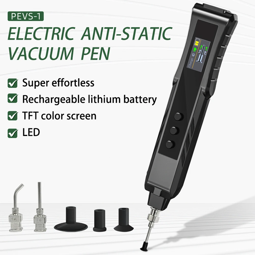 Electric Rechargeable Vacuum Pickup Tool Anti Static Suction Picker Up Hand Tool for IC Component Placement and SMD Chip Rework