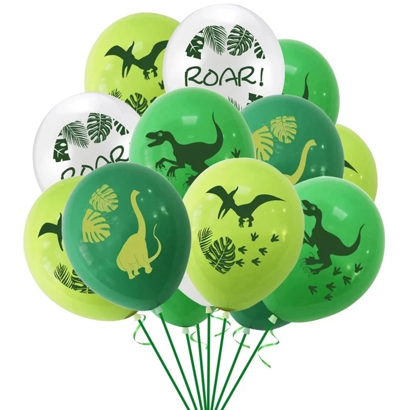 Guirnalda de Feliz Cumpleaños de dinosaurio para niños, globos de fiesta de rugido, Safari de animales de la selva, suministros de decoración de fiesta de primer cumpleaños