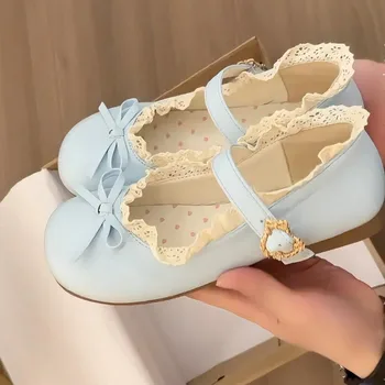 Women's Fashion Single Shoes Spring New Round Head Shallow Mouth Butterfly Knot Metal Buckle Soft Sole Non-slip Flat Shoes 1