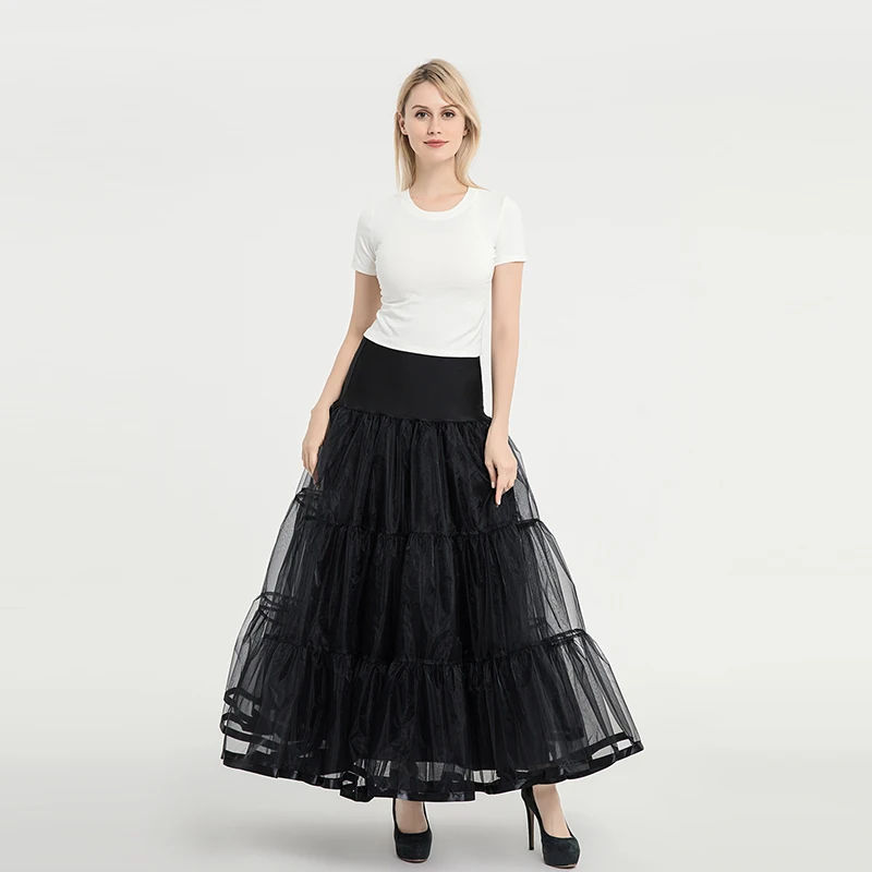 WOWBRIDAL Luxurious 95CM Long Ruffled Crinoline Petticoat for Vintage Bridal Dresses