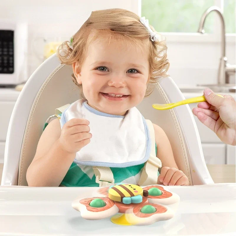 Cartoon Suction Cup Spinner Toy Baby Bath Toys Hand Spinning Toys with Suction Cup Water Play Toy Educational Toys for Baby Kid 4