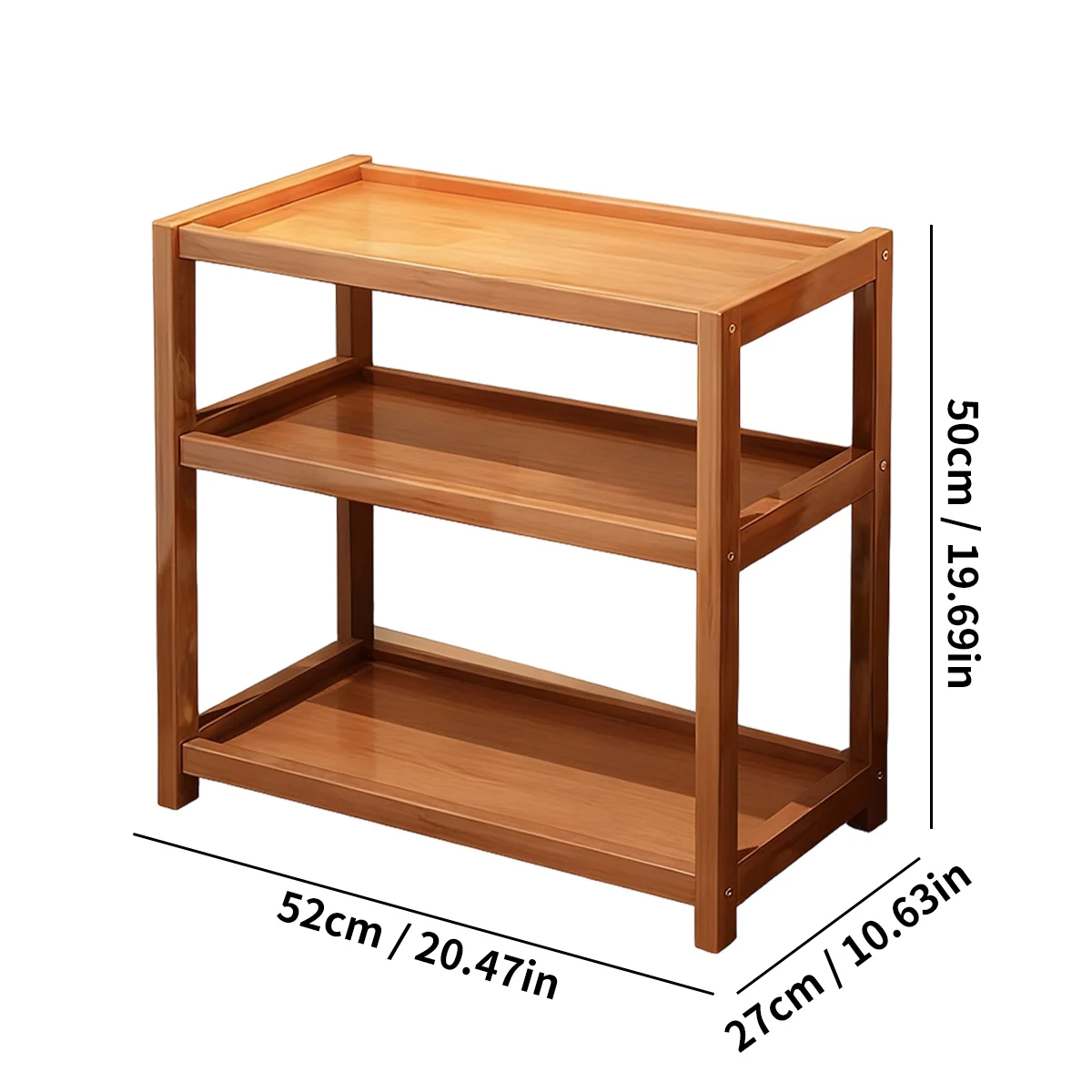 Carrinho de armazenamento multiuso de bambu de 3 camadas (com/sem rodas) - Carrinho utilitário para cozinha/quarto/banheiro